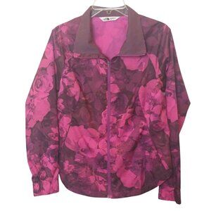 The North Face Floral Jacket Size Small Polyester Pink Purple Flyweight Zip #D42